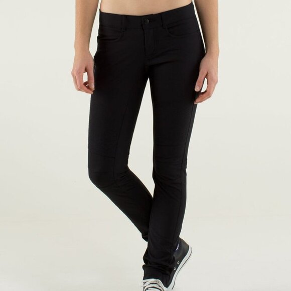lululemon athletica Pants - Lululemon Bust A Move Pants Moto Slim Fit Reflective Stretchy Black Size 4